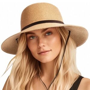 Tan Sun Hat with Black Band